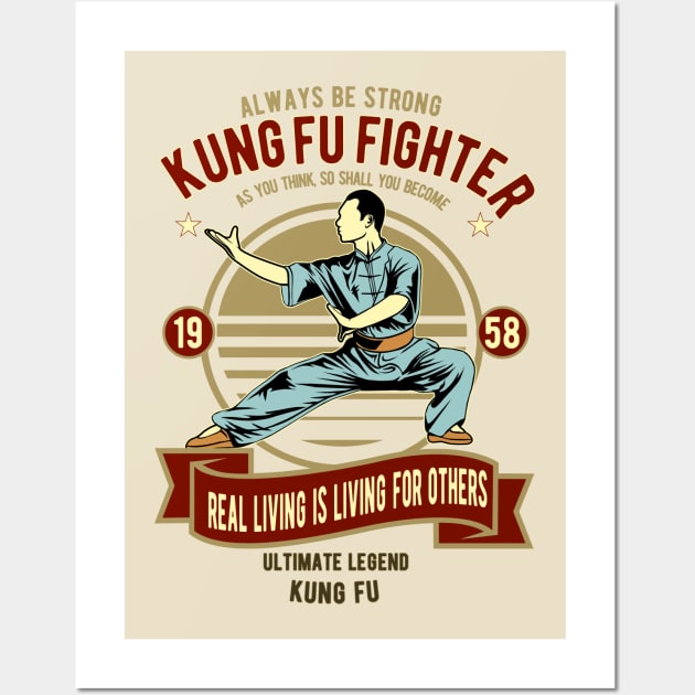 Vintage Kung Fu Fighter Wall Art by RockabillyM